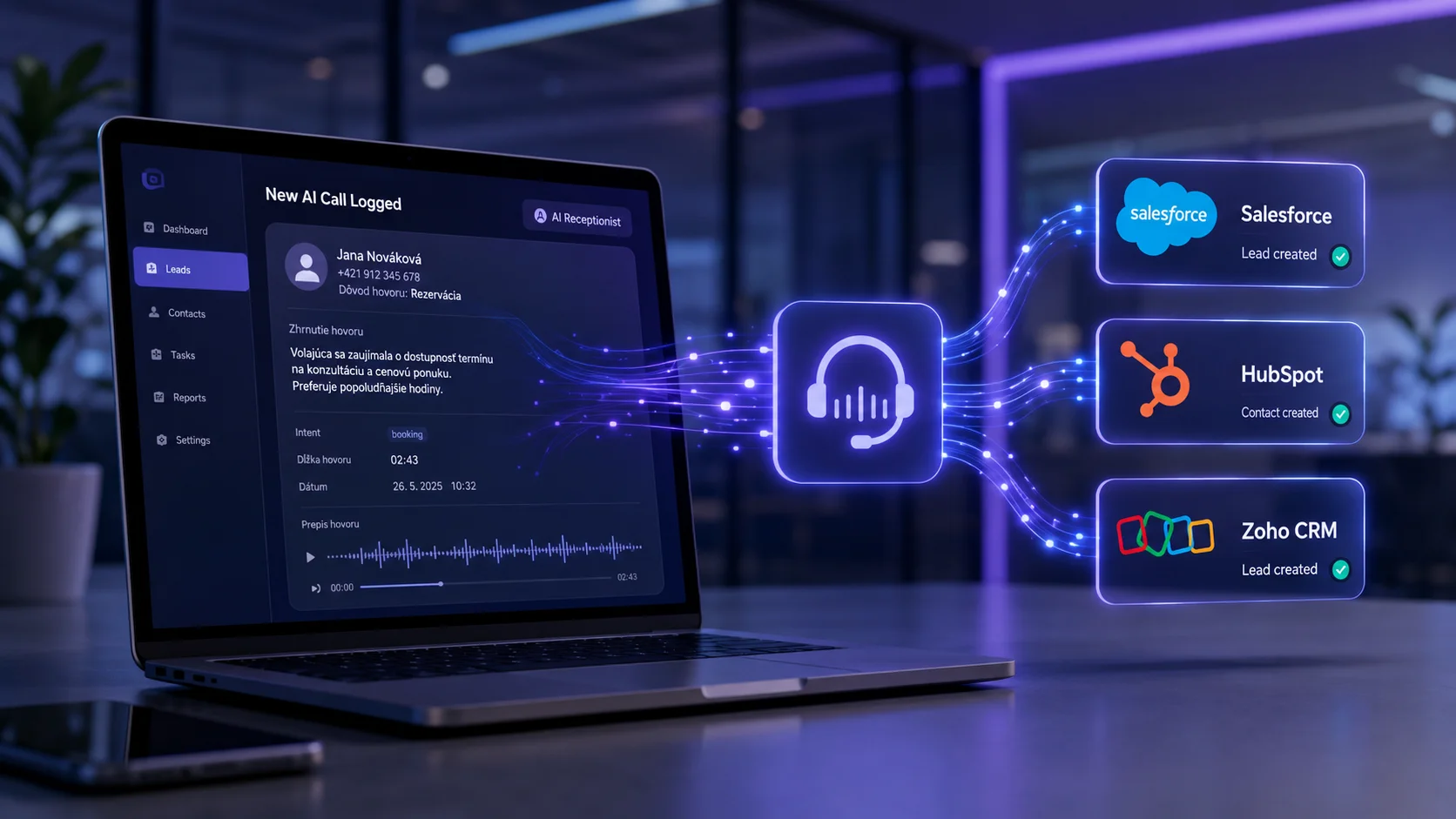 AI Receptionist CRM Integration: Salesforce, HubSpot, Zoho